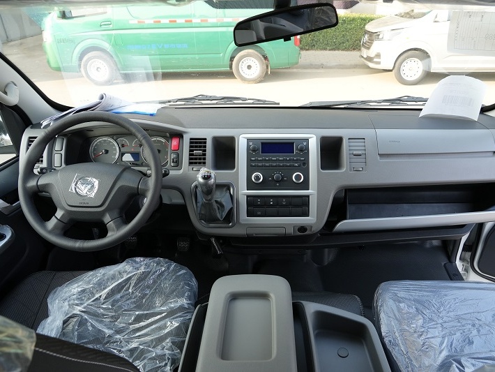 Dashboard interior of Foton VIEW CS2 16-seater electric minibus, driver control panel for Ivory Coast shuttle bus