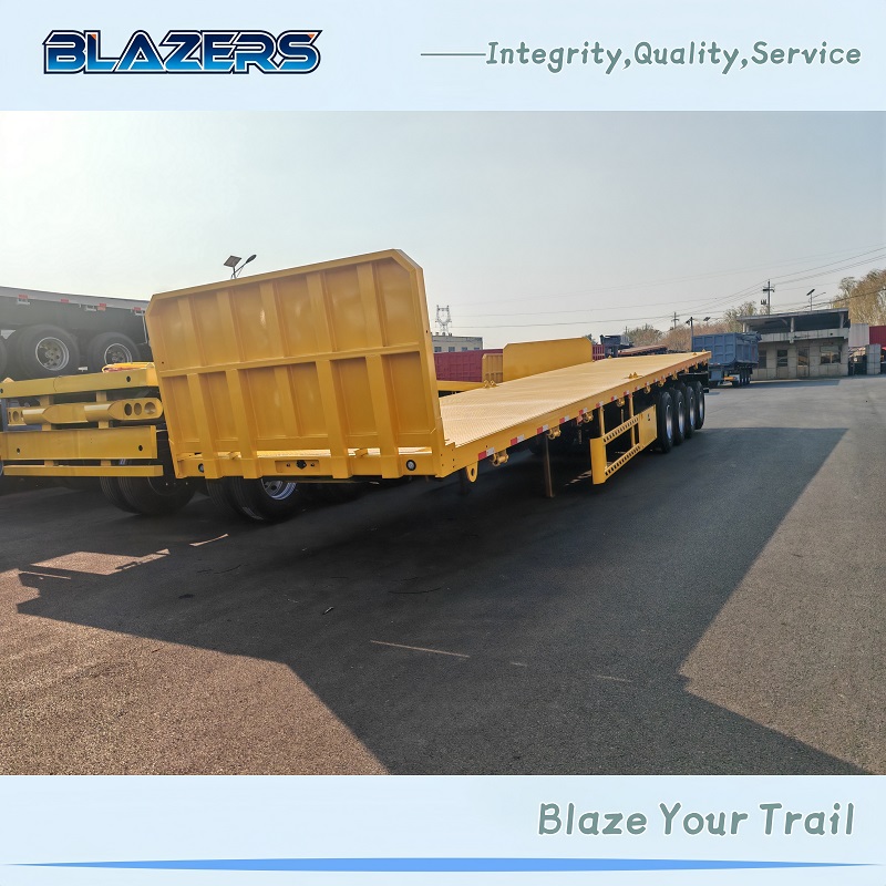 Good Price 80 Tons BLAZERS 4 Axles Container Flatbed Semi Trailer For Liberia