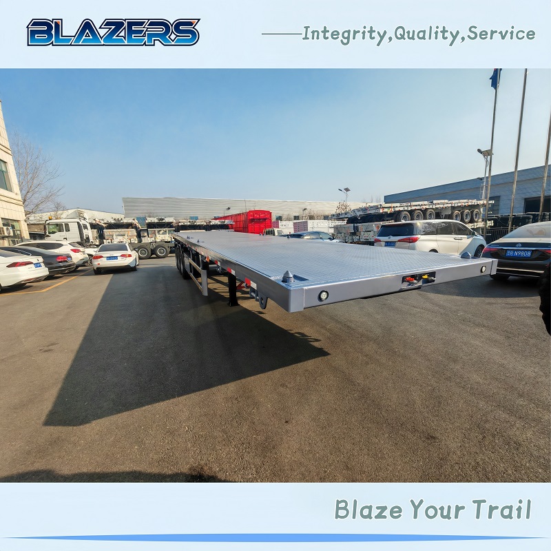 High Quality 60 Tons BLAZERS 3 Axle Container Flatbed Semi Trailer For Guinea