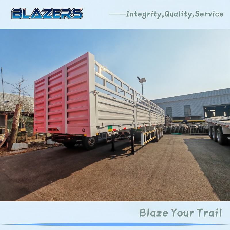 High Quality 70Ton BLAZERS 3Axle Fence Cargo Semi Trailer For Libya