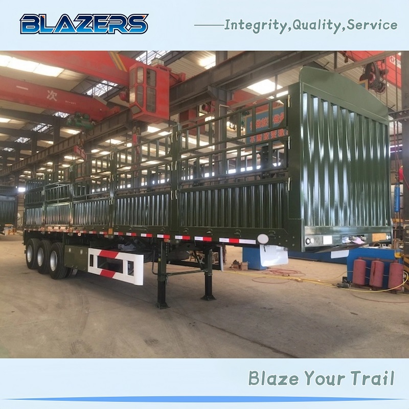 Brand New 60Tons BLAZERS 3 Axles Fence Cargo Semi Trailer For Ghana