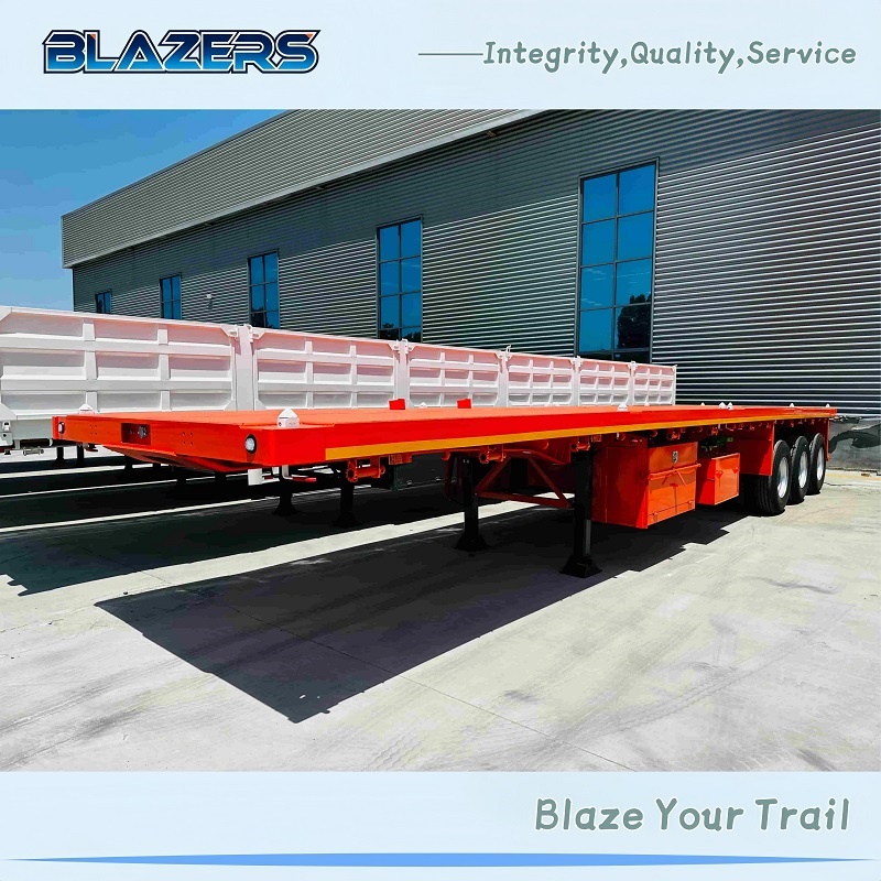 Good Quality 60Tons BLAZERS 3Axle Container Flatbed Semi Trailer For Sierra Leone