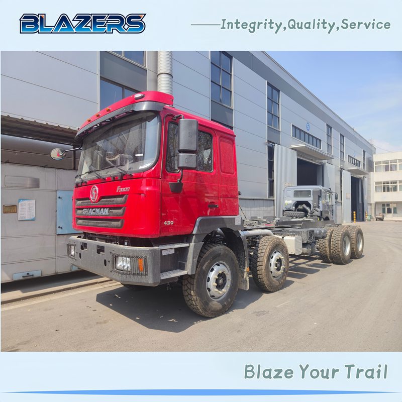 High Performance Stable 430HP SHACMAN F3000 8×4 Tipper Chassis Frame Red For Mining Steep & Slippery Roads