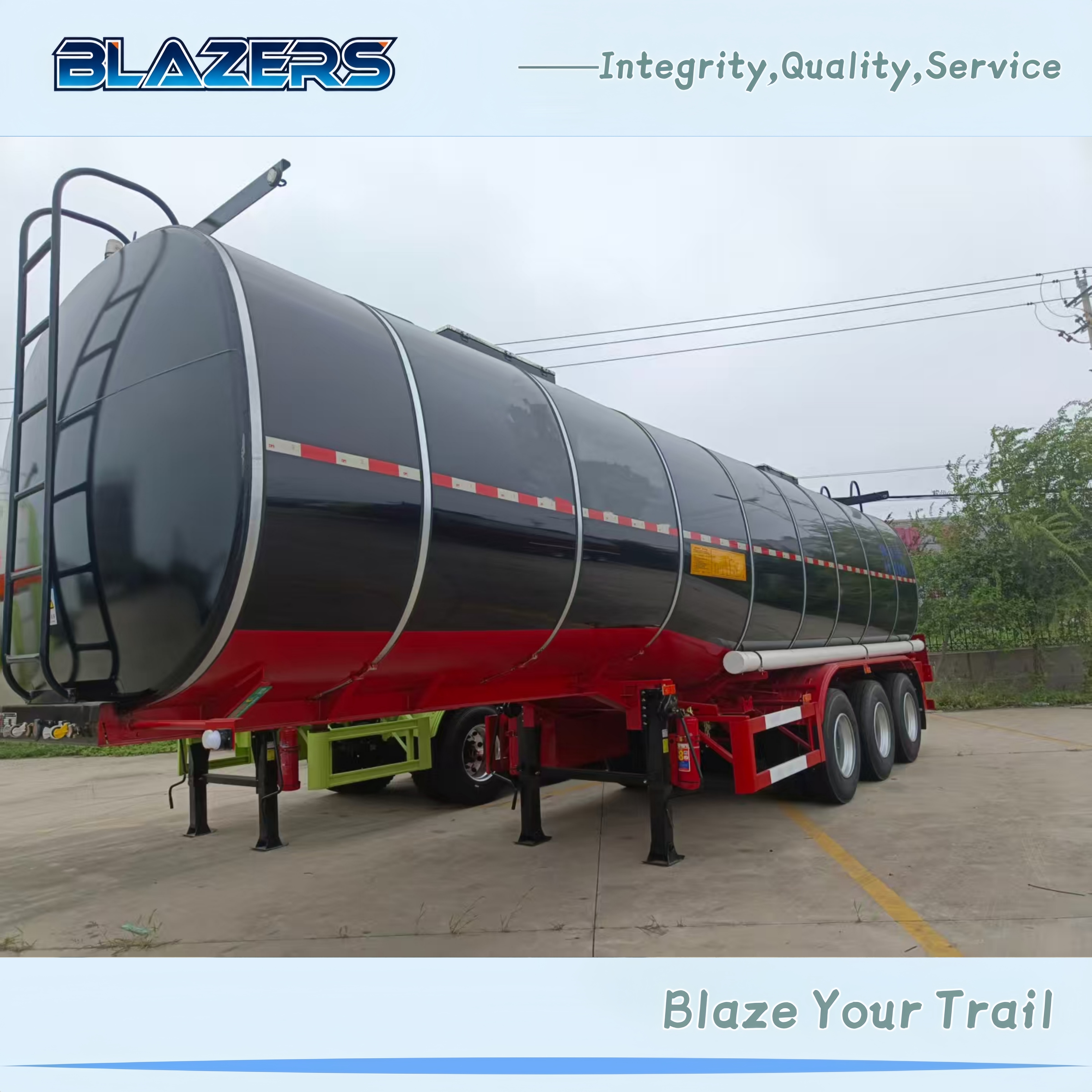 Heavy Duty 38CBM BLAZERS 3 Axle Asphalt Tank Semi Trailer with Fuwa Axle & Chaoyang Tire
