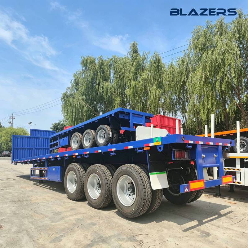 Durable 60Tons BLAZERS 3 Axle Container Flatbed Semi Trailer for Tanzania